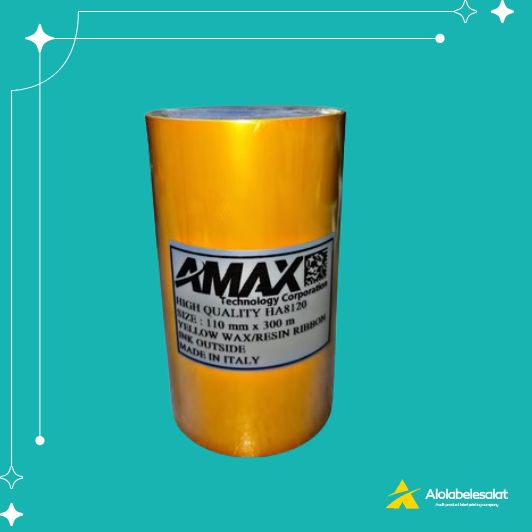 تصویر محصول ریبون وکس رزین زرد ۱۱۰ میلیمتر در ۳۰۰ متر | الولیبل اصالت